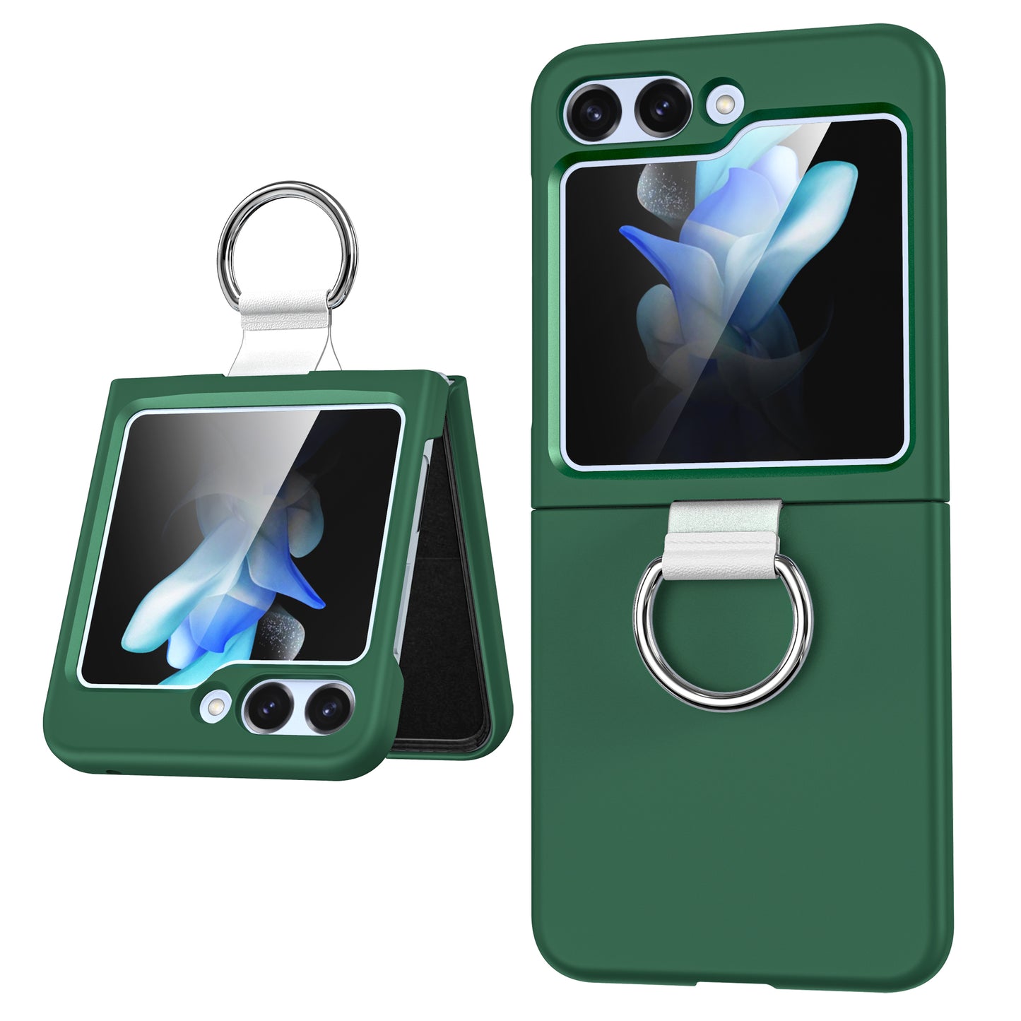 Green Silicone Case With Ring Holder For Samsung Z5 FLIP