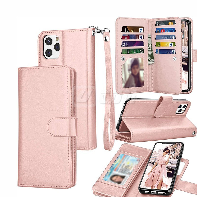 Wallet Case With Extra Card Slots For iPhone 15 Rose Gold