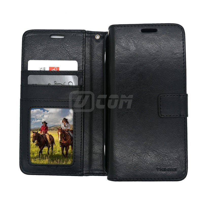iPhone 14 Pro MAx'' Photo ID 3 Card Slots Plain Wallet Black