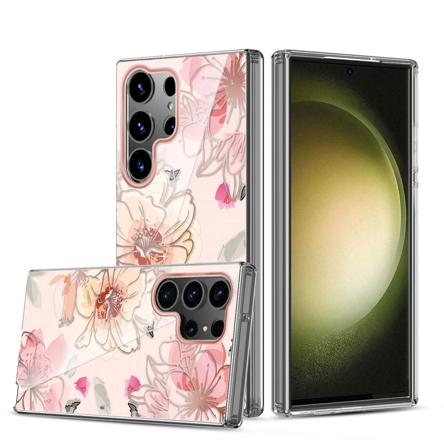 Clear Graphic Case (Pink Flower) for Samsung S23 ULTRA