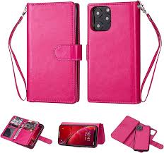 Wallet Case Hot Pink With Extra Card Slots For iPhone 14 Plus