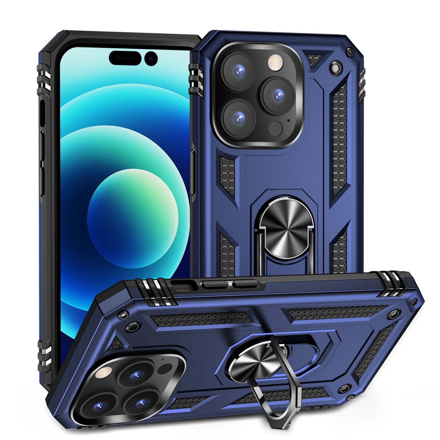 Hybrid Ring Case for iPhone 15 Pro Navy Blue