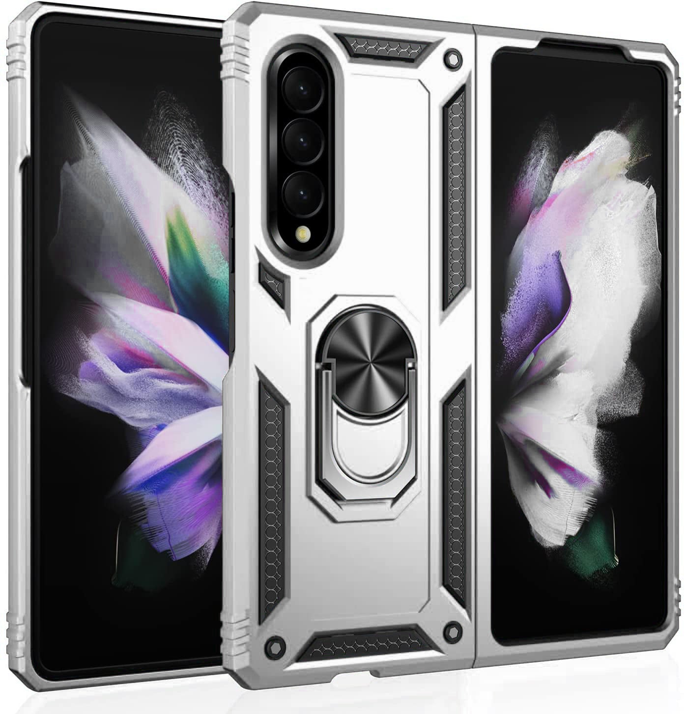 Silver Hybrid Ring Case for Samsung Z3 FOLD