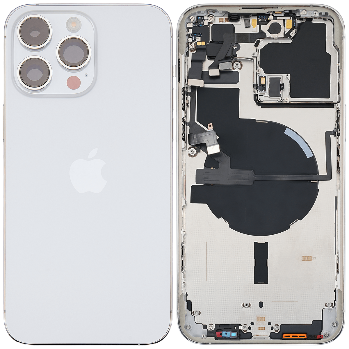Back Housing W/ Small Parts For iPhone 14 Pro Max (EU / Global Version) (Used OEM Pull: Grade A) (Silver)