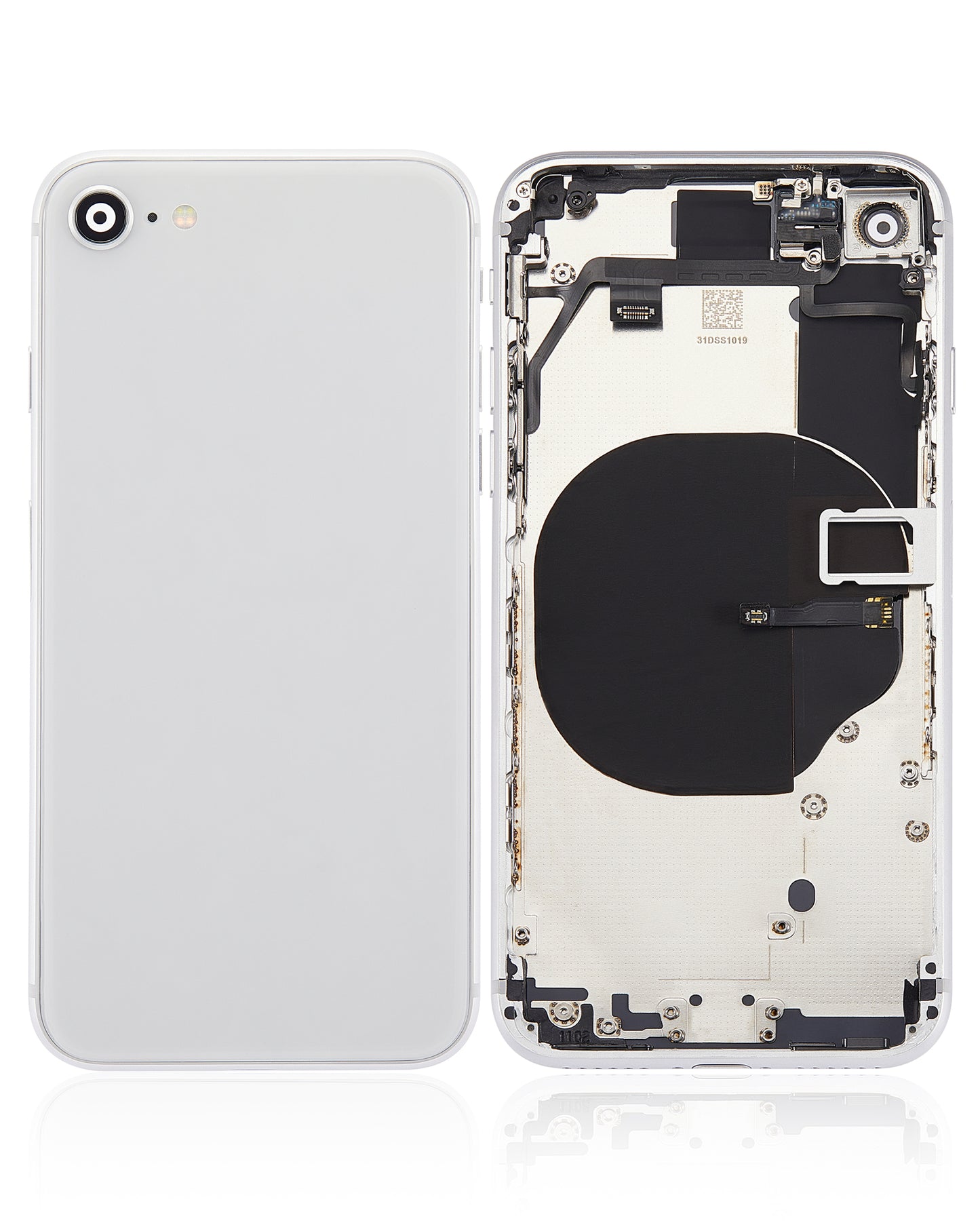 Back Housing W/ Small Components Pre-Installed For iPhone 8 (No Logo) (Aftermarket Plus) (Silver)