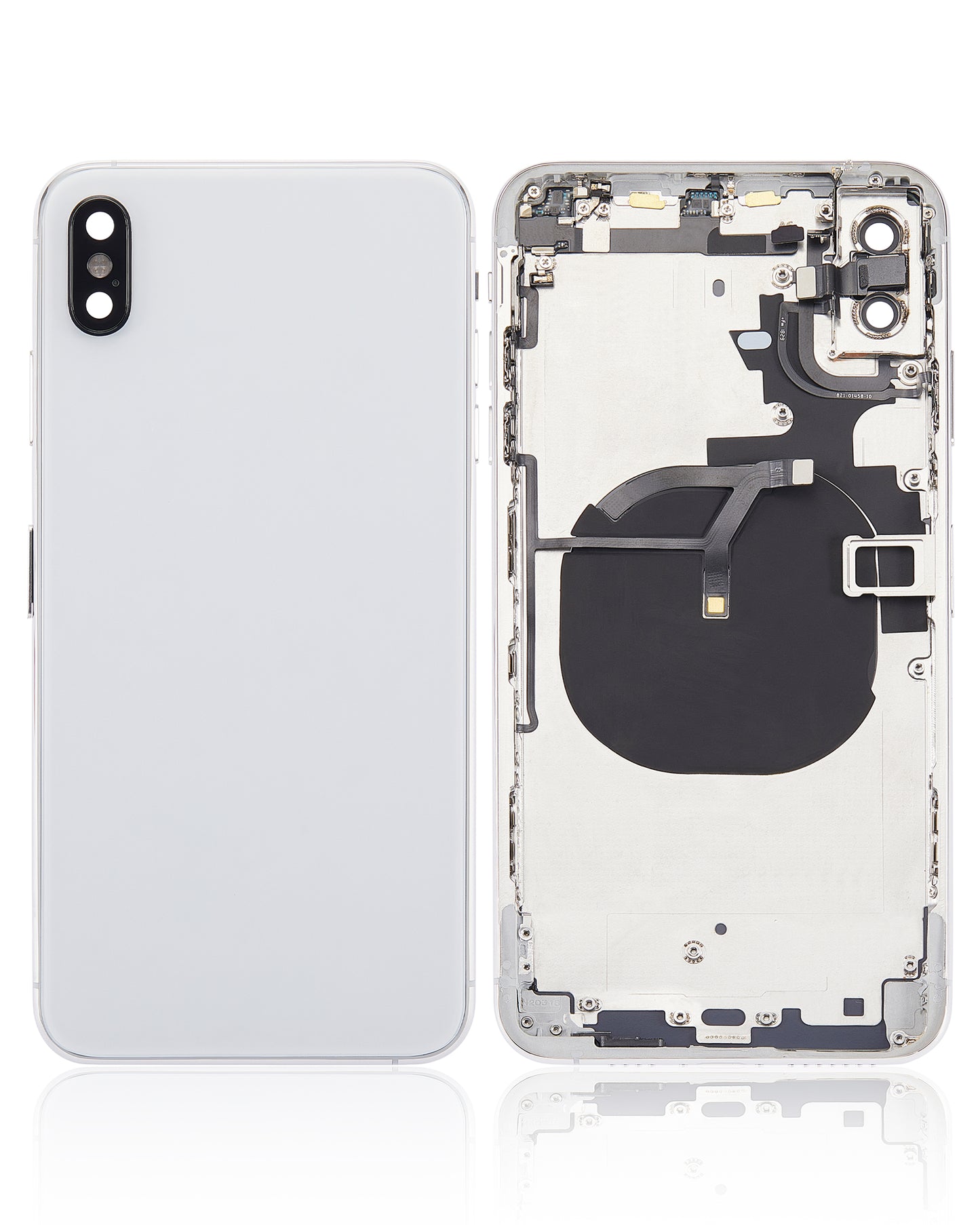 Back Housing W/ Small Components Pre-Installed For iPhone XS Max (No Logo) (Aftermarket Plus) (Silver)