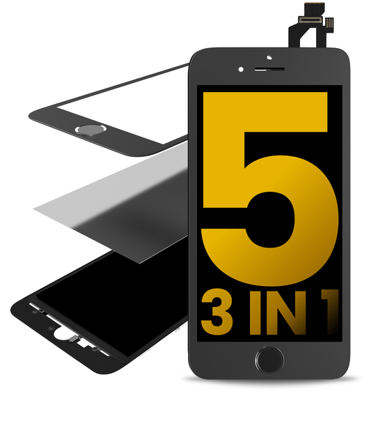 3 in 1 (Front Glass + Frame + OCA Pre-Installed) For iPhone 5 (2 Pack) (Black)