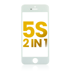 2 in 1 (Front Glass + Frame Pre-Installed) For iPhone 5S (2 Pack) (White)