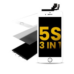 Glass With Frame & OCA Pre-Installed For iPhone 5S (White) (Premium / 3 in 1) (2 Pack)