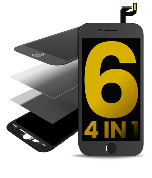 4 in 1 (Front Glass + Frame + Polarizer + OCA Pre-Installed) For iPhone 6 (2 Pack) (Black)