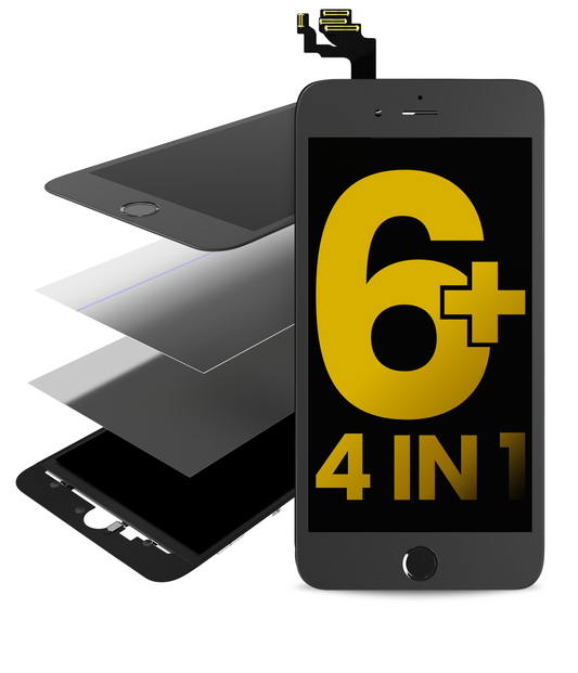4 in 1 (Front Glass + Frame + Polarizer + OCA Pre-Installed) For iPhone 6 Plus (2 Pack) (Black)