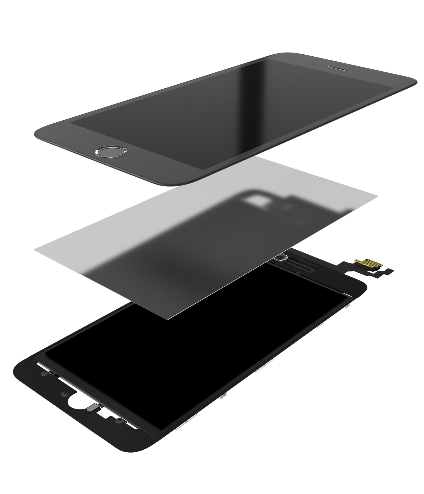 3 in 1 (Front Glass + Frame + OCA Pre-Installed) For iPhone 6S Plus (2 Pack) (Black)