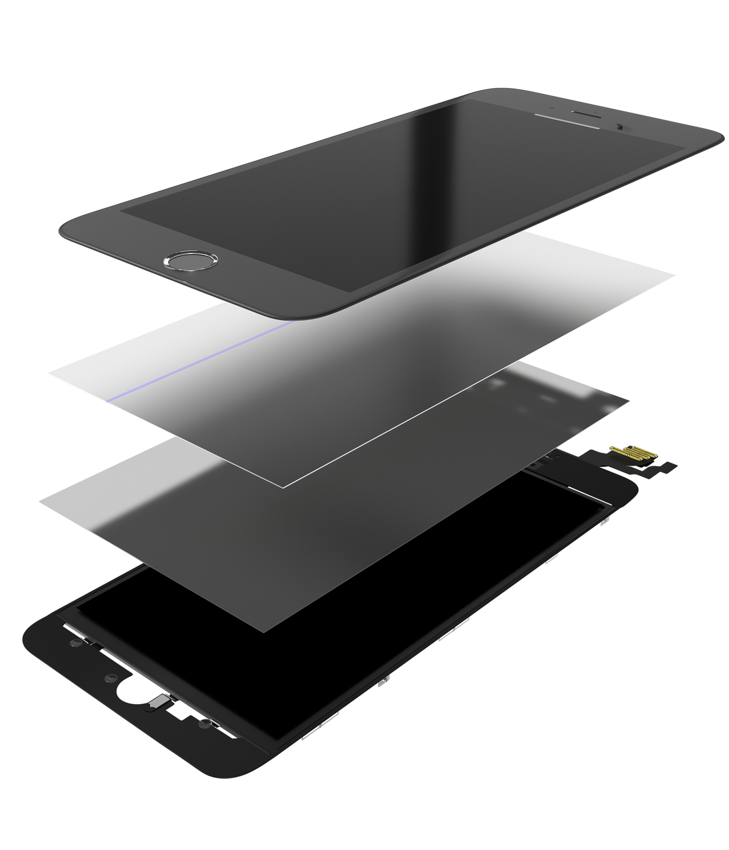 4 in 1 (Front Glass + Frame + Polarizer + OCA Pre-Installed) For iPhone 6S Plus (2 Pack) (Black)