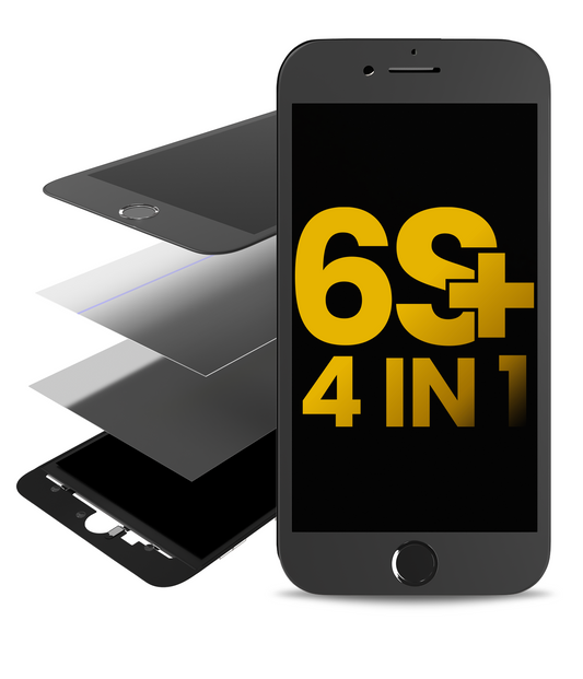 4 in 1 (Front Glass + Frame + Polarizer + OCA Pre-Installed) For iPhone 6S Plus (2 Pack) (Black)