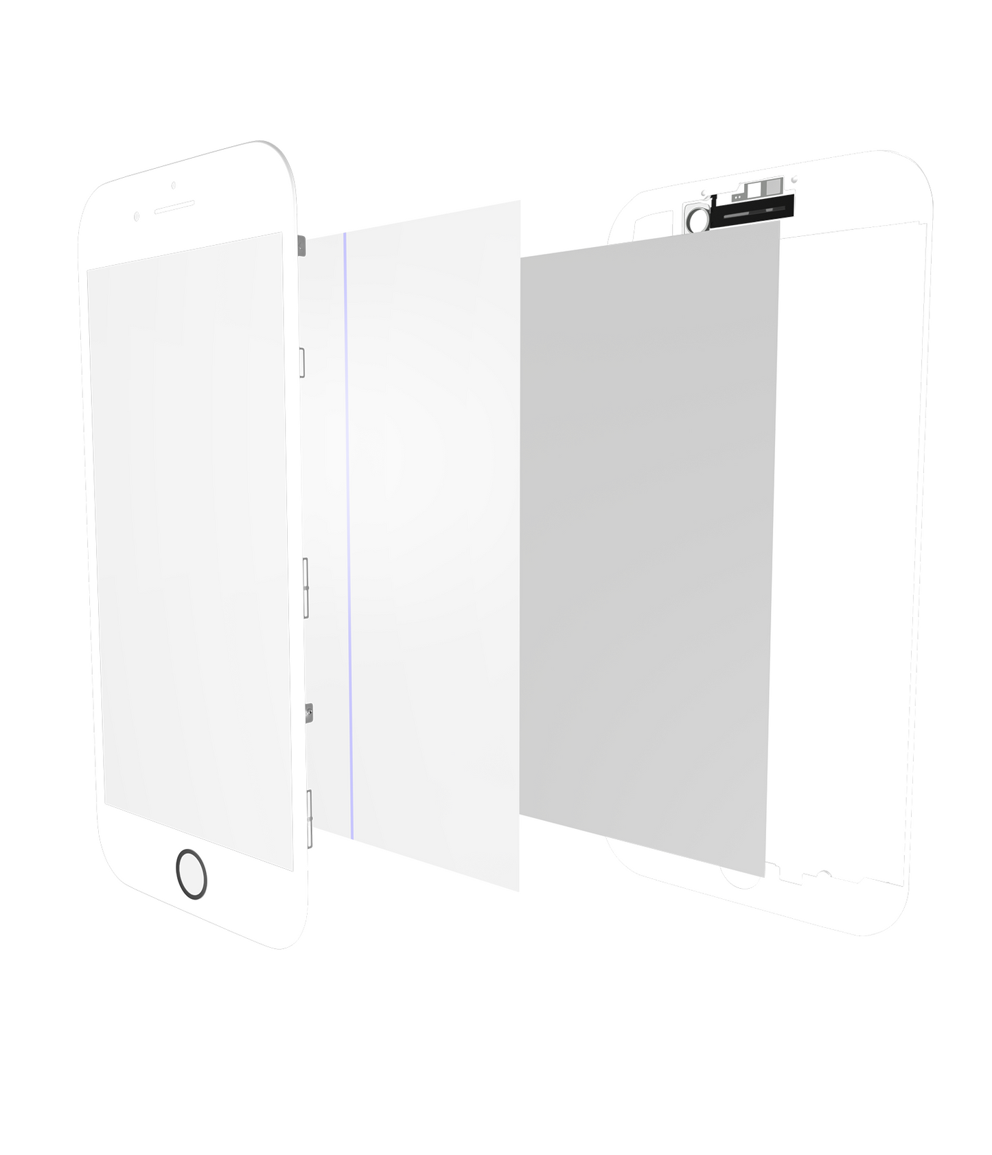 4 in 1 (Front Glass + Frame + Polarizer + OCA Pre-Installed) For iPhone 8 (2 Pack) (White)