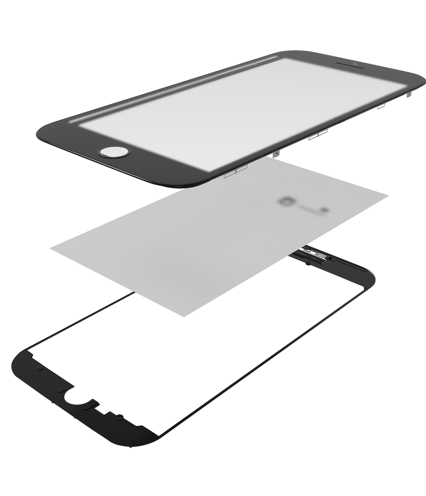 3 in 1 (Glass With OCA Pre-Installed + Frame) For iPhone 8 (OCA Master) (2 Pack) (Black)