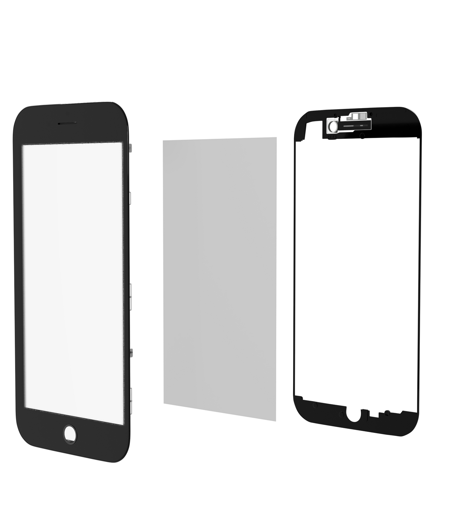 3 in 1 (Glass With OCA Pre-Installed + Frame) For iPhone 8 Plus (OCA Master) (2 Pack) (Black)
