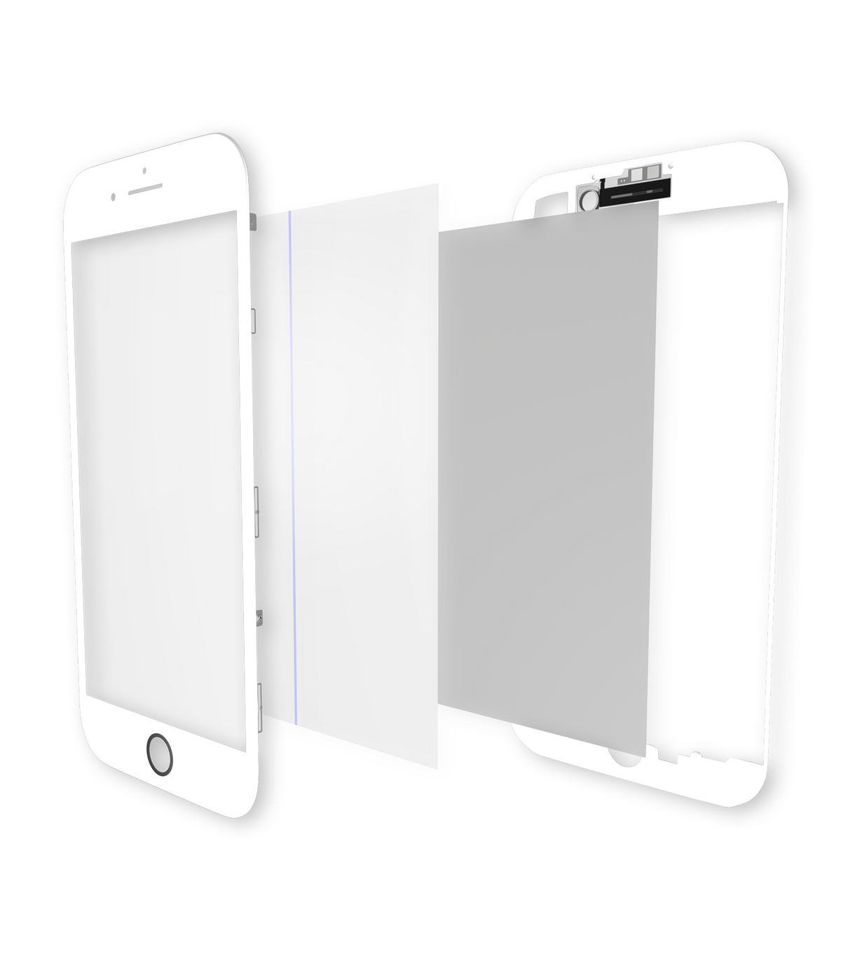 Glass With Frame / OCA / Polarizer Pre-Installed For iPhone 7 (White) (Premium / 4 in 1) (2 Pack)