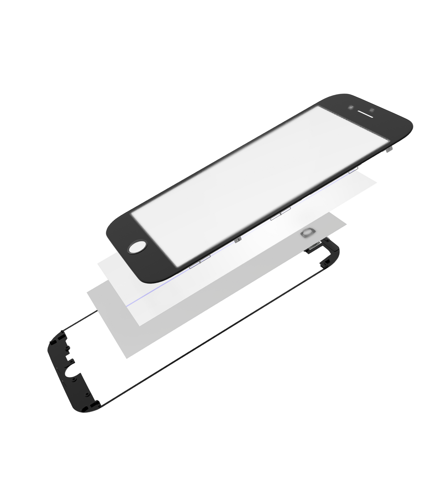 Glass With Frame / OCA / Polarizer Pre-Installed For iPhone 7 Plus (Black) (Premium / 4 in 1) (2 Pack)