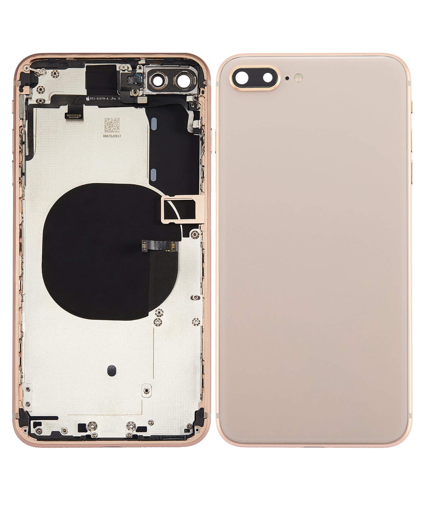 Back Housing W/ Small Components Pre-Installed For iPhone 8 Plus (No Logo) (Aftermarket Plus) (Gold)