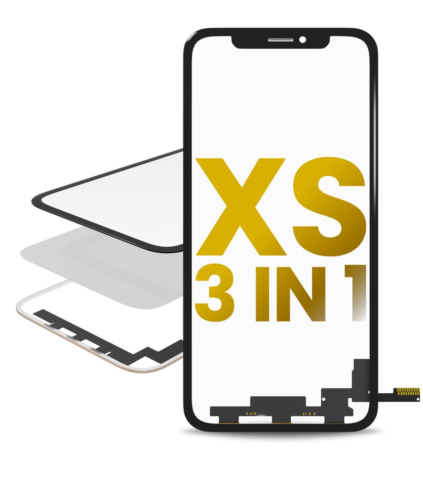 3 in 1 With Frame Included (Short Flex Digitizer + Front Glass + OCA Pre-Installed) For iPhone XS