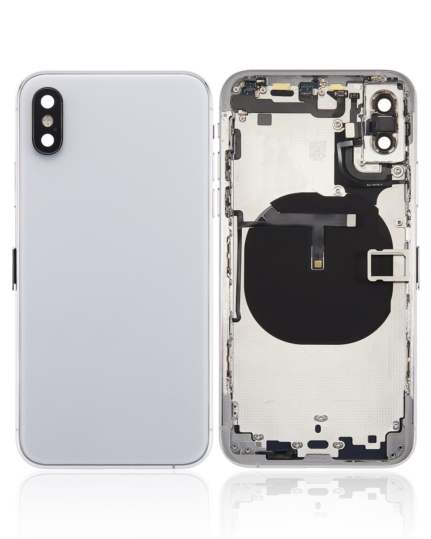 Back Housing W/ Small Components Pre-Installed For iPhone XS (No Logo) (Aftermarket Plus) (Silver)