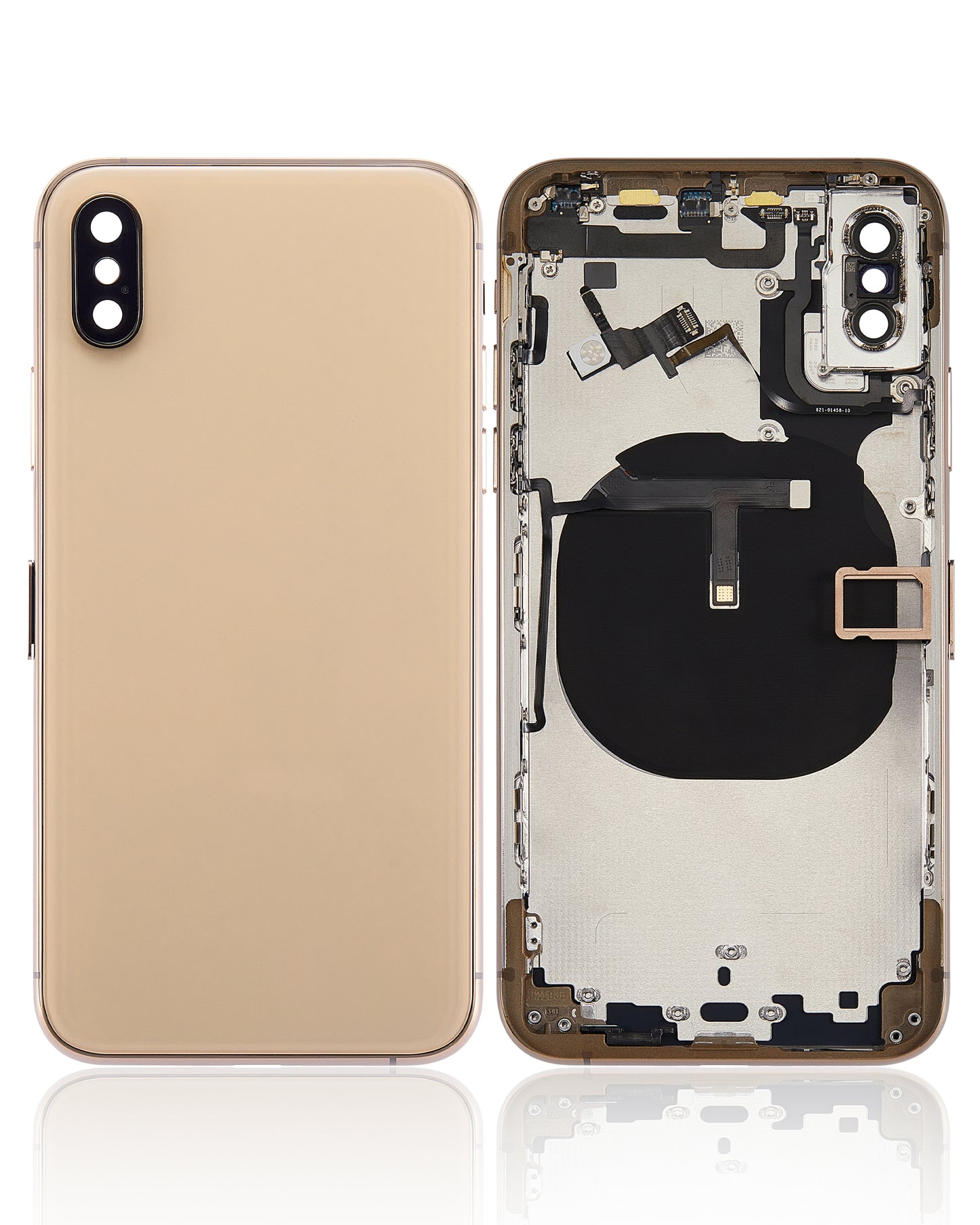 Back Housing W/ Small Components Pre-Installed For iPhone XS (No Logo) (Aftermarket Plus) (Gold)