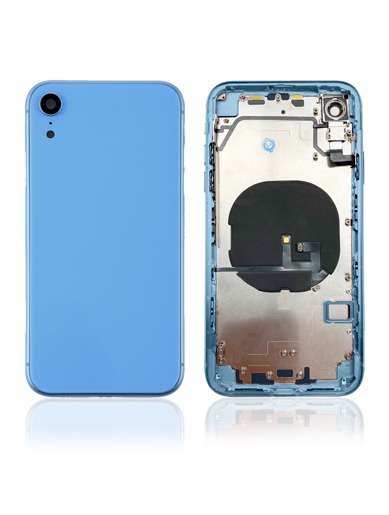 Back Housing W/ Small Components Pre-Installed For iPhone XR (No Logo) (Aftermarket Plus) (Blue)