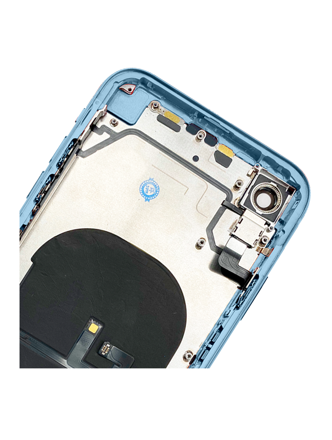 Back Housing W/ Small Components Pre-Installed For iPhone XR (No Logo) (Aftermarket Plus) (Blue)