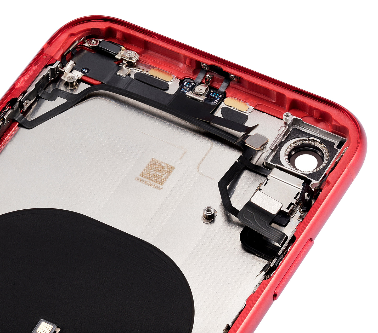 Back Housing W/ Small Components Pre-Installed For iPhone XR (No Logo) (Aftermarket Plus) (Red)