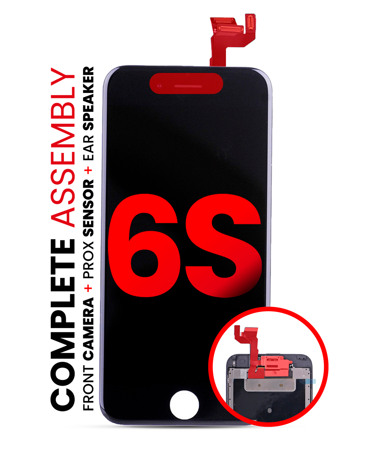 Complete LCD Assembly For iPhone 6S (With Front Camera: Prox Sensor & Ear Speaker) (Aftermarket Pro: XO7) (Black)