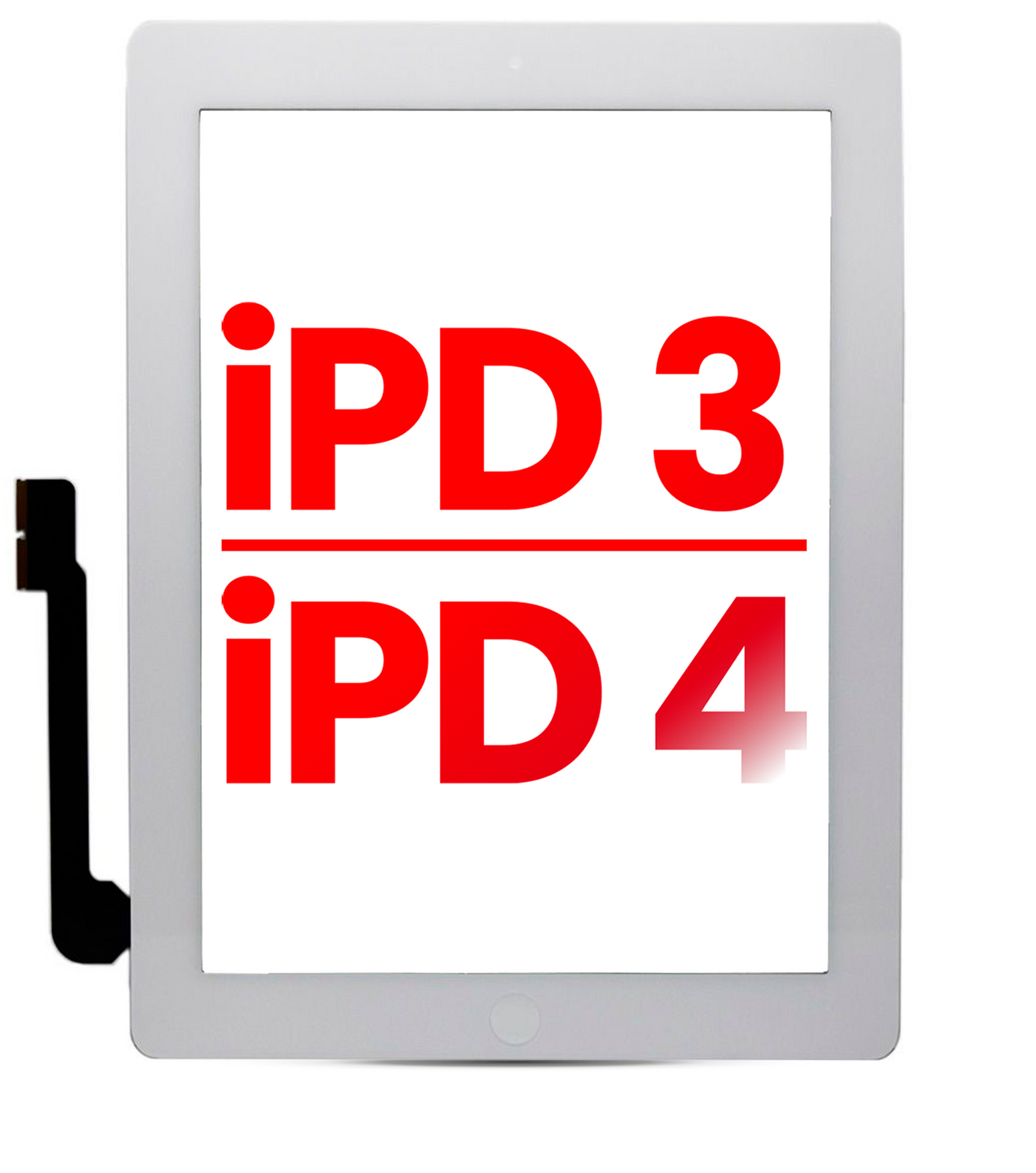 Digitizer For iPad 3 / iPad 4 (Home Button Pre-Installed For iPad 4) (Aftermarket Plus) (White)
