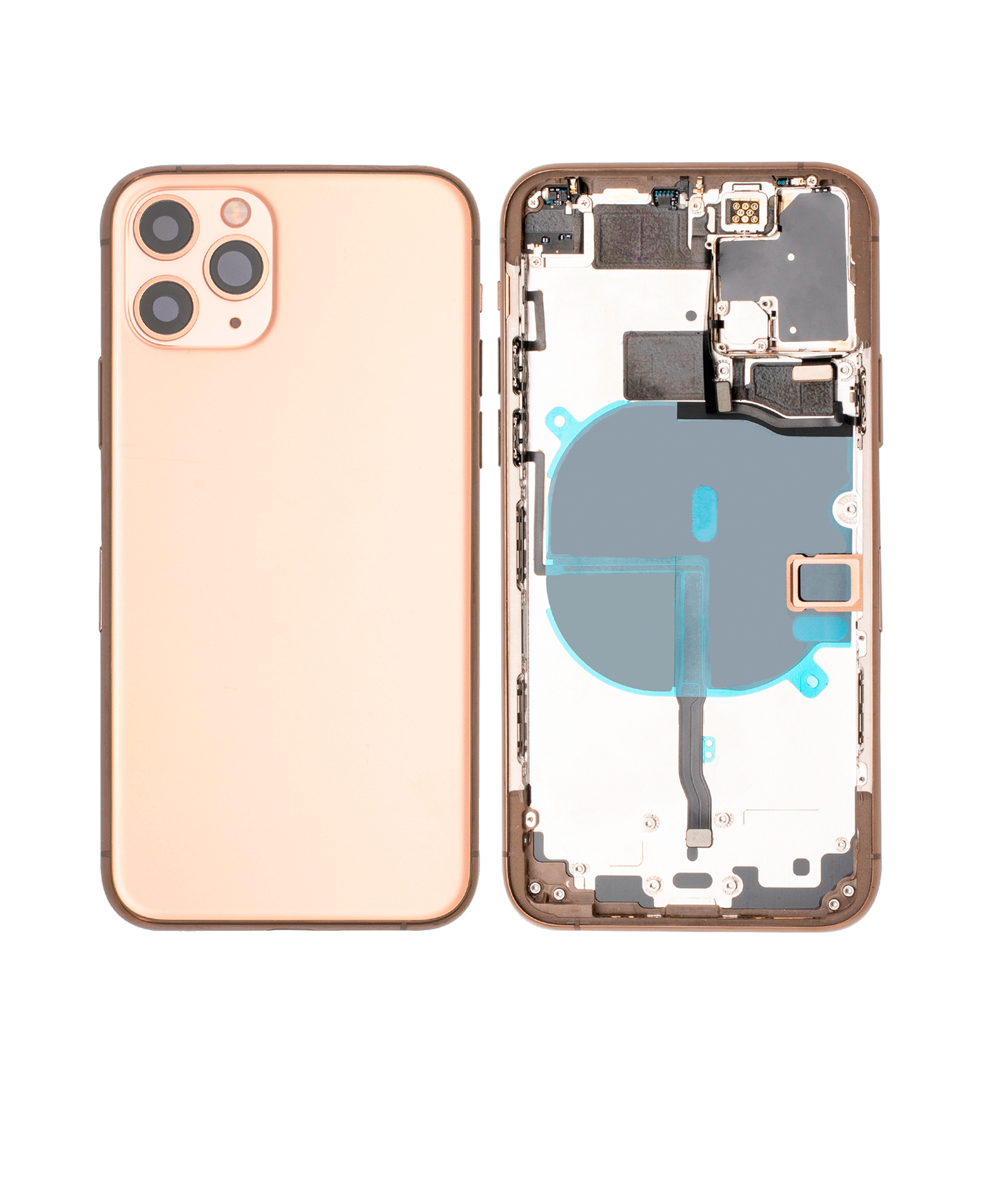 Back Housing W/ Small Components Pre-Installed For iPhone 11 Pro (Used OEM Pull: Grade B) (Gold)