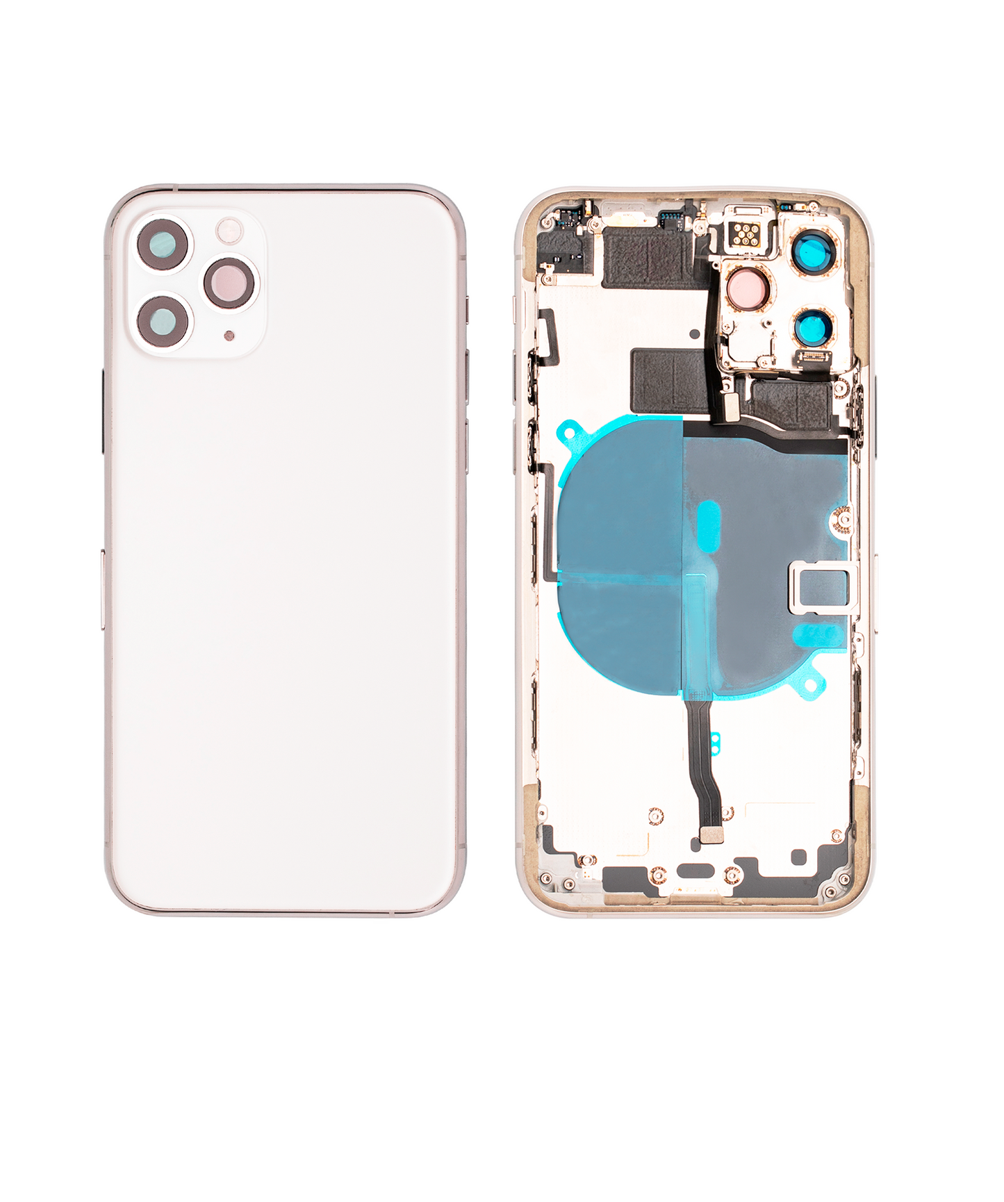 Back Housing W/ Small Components Pre-Installed For iPhone 11 Pro (Used OEM Pull: Grade C) (Matte Silver)