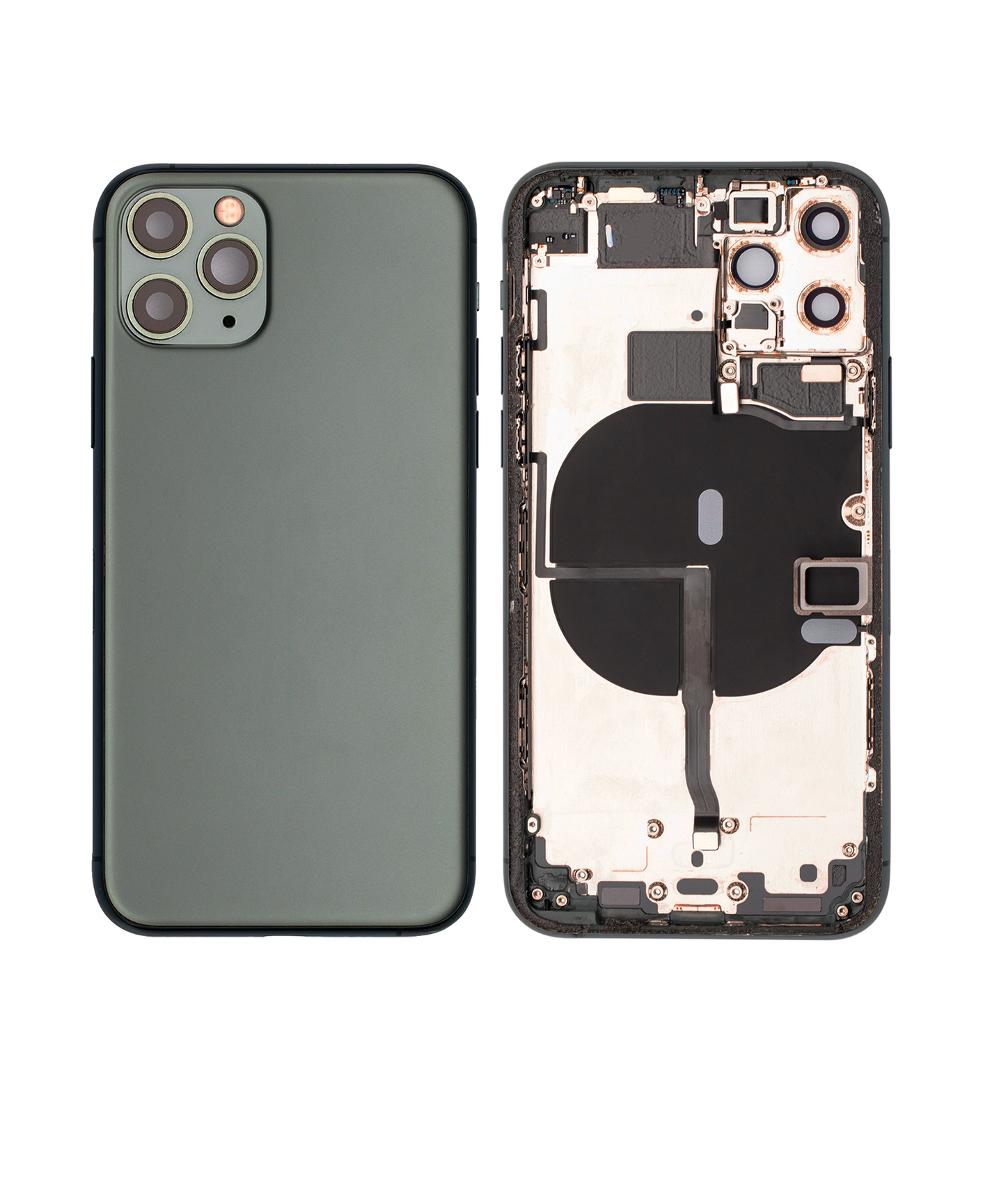 Back Housing W/ Small Components Pre-Installed For iPhone 11 Pro (Used OEM Pull: Grade C) (Matte Midnight Green)