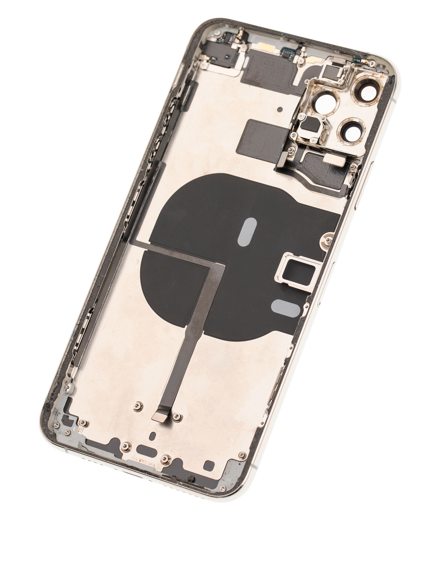 Back Housing W/ Small Components Pre-Installed For iPhone 11 Pro Max (Used OEM Pull: Grade B) (Silver)
