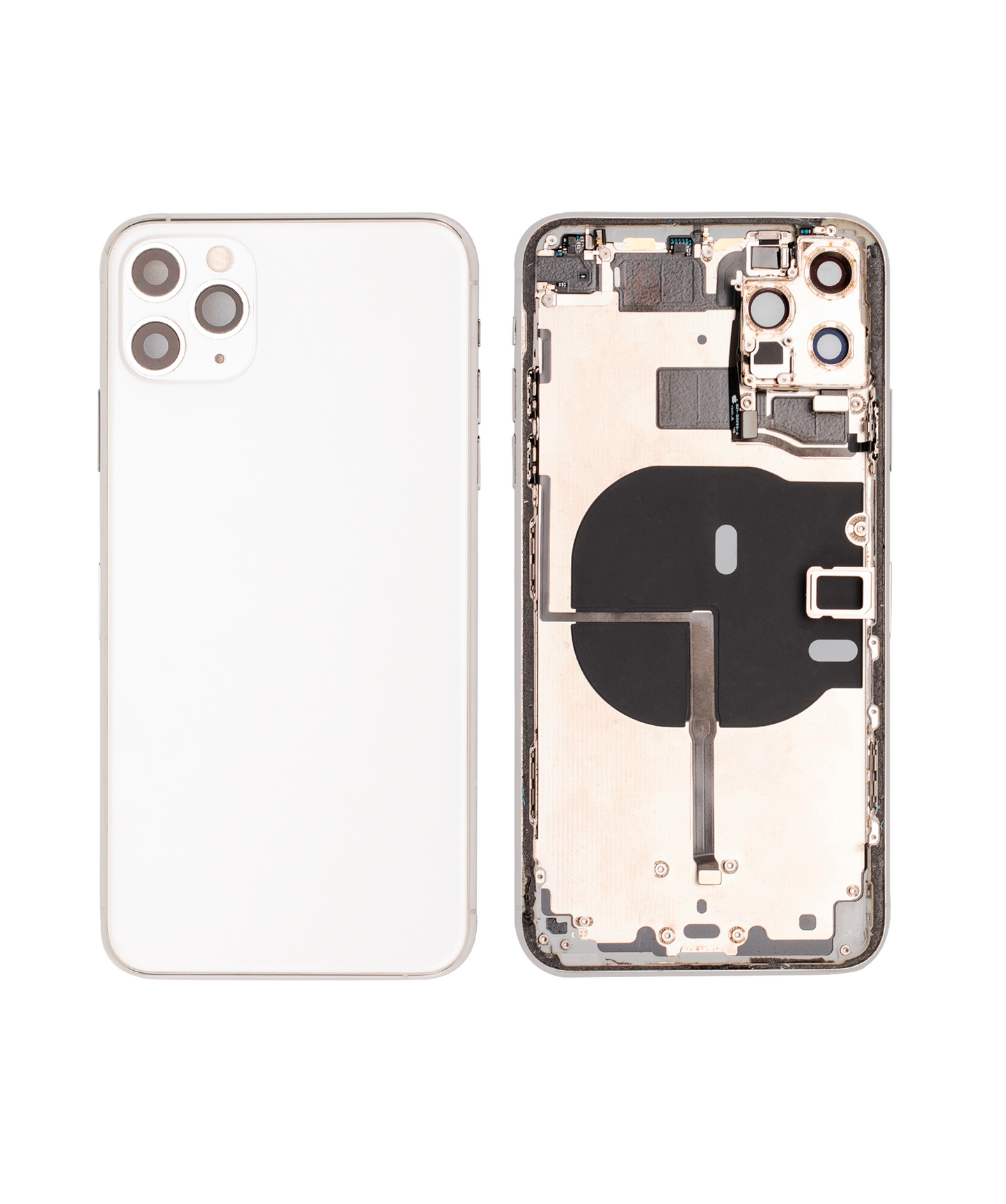 Back Housing W/ Small Components Pre-Installed For iPhone 11 Pro Max (Used OEM Pull: Grade B) (Silver)