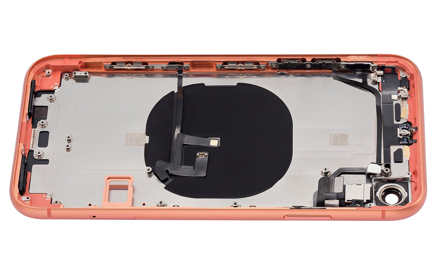 Back Housing W/ Small Components Pre-Installed For iPhone XR (No Logo) (Aftermarket Plus) (Coral)
