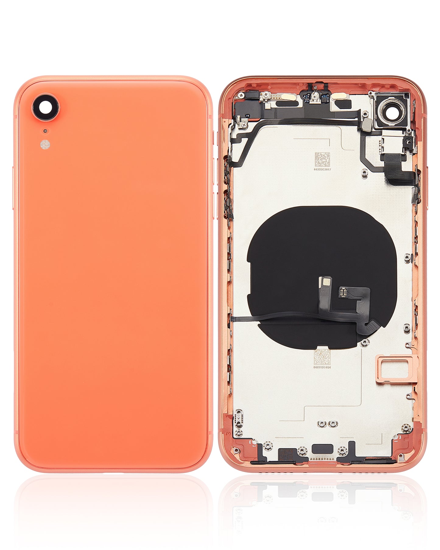 Back Housing W/ Small Components Pre-Installed For iPhone XR (No Logo) (Aftermarket Plus) (Coral)