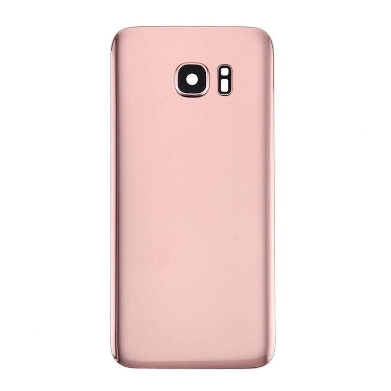 Back Cover Glass With Camera Lens For Samsung Galaxy S7 Edge (No Logo) (Aftermarket Plus) (Rose Pink)