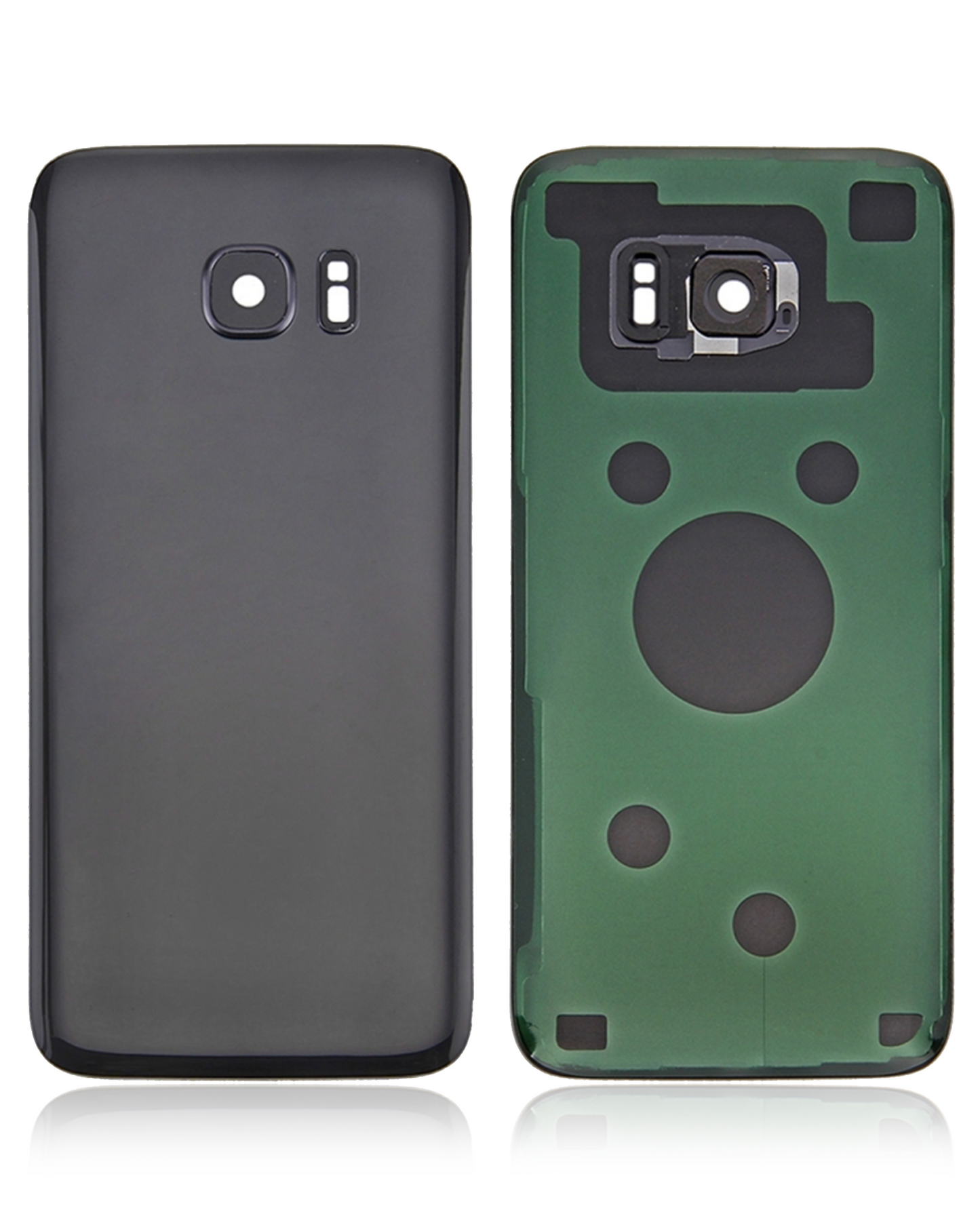 Back Cover Glass With Camera Lens For Samsung Galaxy S7 Edge (No Logo) (Aftermarket Plus) (Black)