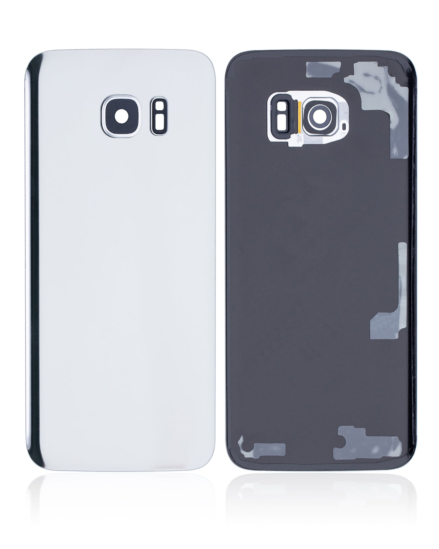Back Cover Glass With Camera Lens For Samsung Galaxy S7 Edge (No Logo) (Aftermarket Plus) (Silver)