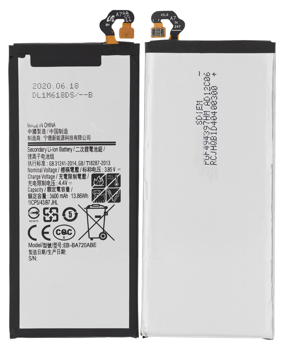 Replacement Battery For Samsung Galaxy A7 (A720 / 2017) / J7 Pro (J730 / 2017) (EB-BA720ABE) Samsung replacement part SKU 107082014615 - product image 2