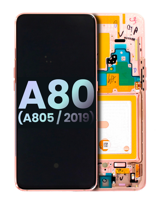 LCD Assembly With Frame For Samsung Galaxy A80 (A805 / 2019) (Service Pack) (Angel Gold) - product image 1