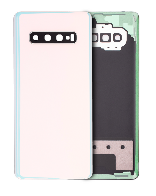 Back cover Glass With Camera Lens For Samsung Galaxy S10 Plus (No Logo) (Aftermarket Plus) (Prism White)