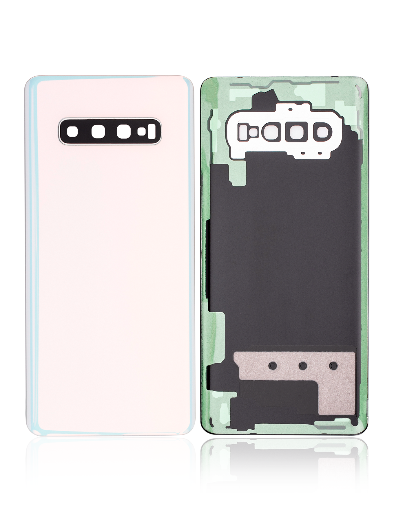 Back cover Glass With Camera Lens For Samsung Galaxy S10 Plus (No Logo) (Aftermarket Plus) (Prism White)