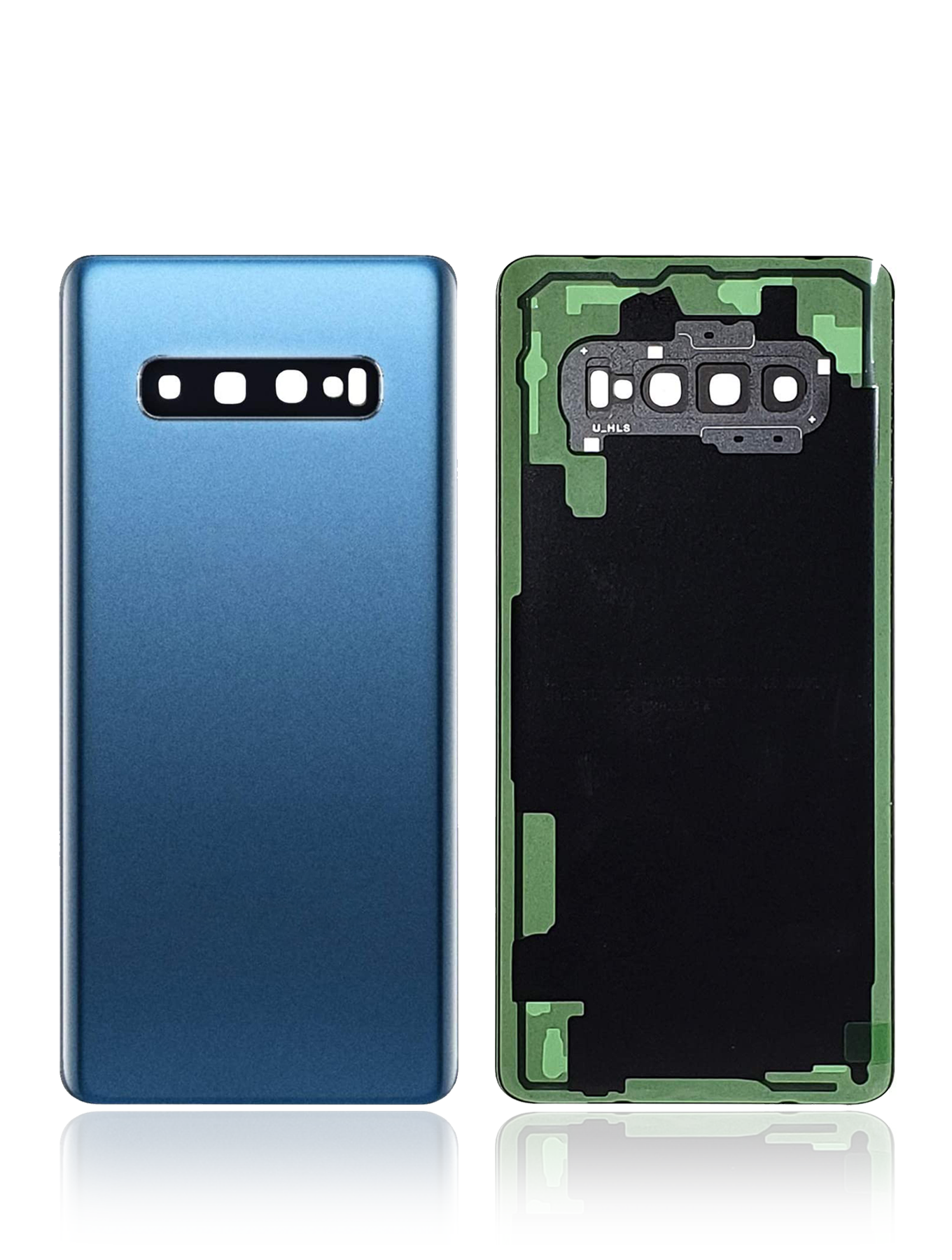 Back cover Glass With Camera Lens For Samsung Galaxy S10 Plus (No Logo) (Aftermarket Plus) (Prism Blue)