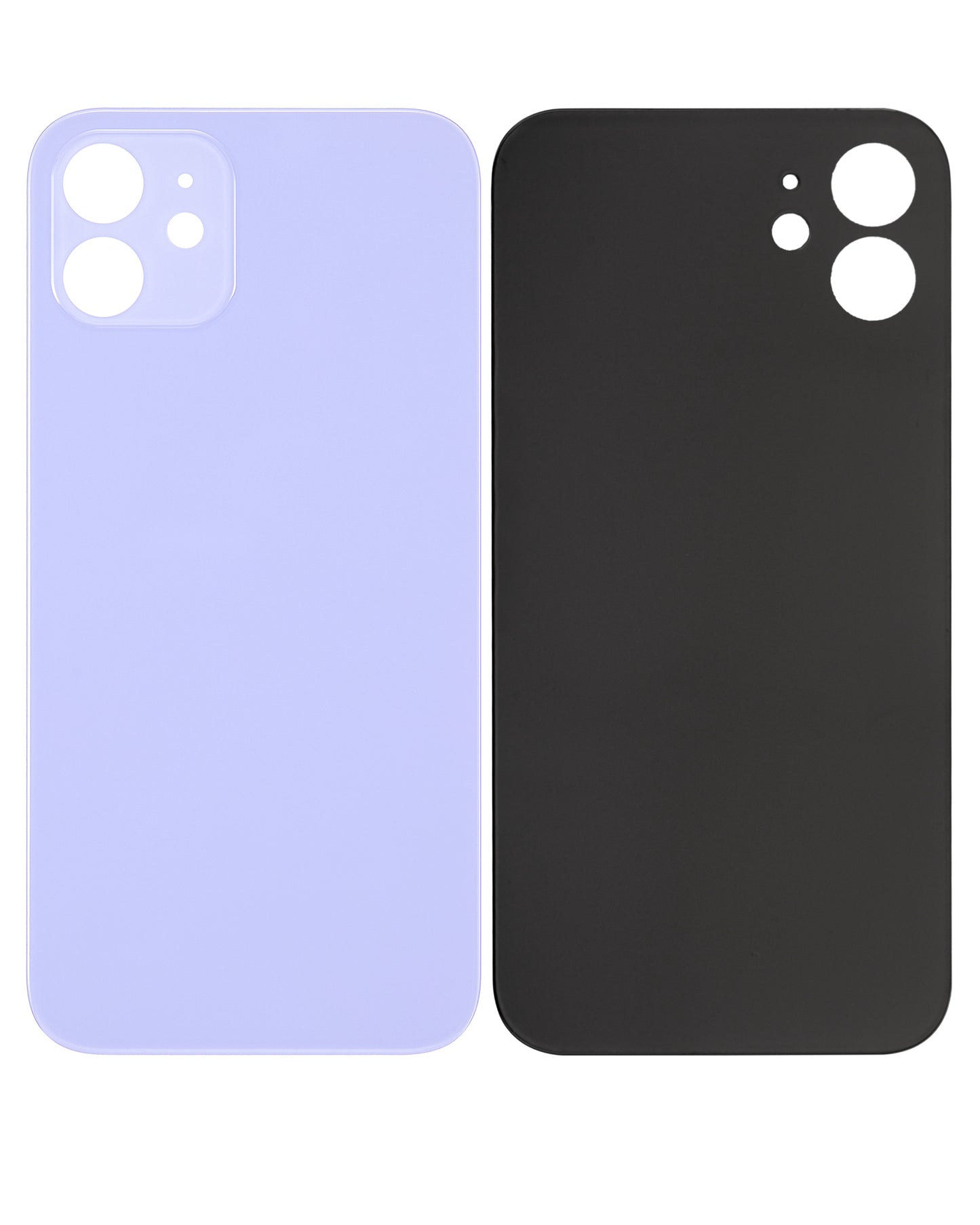Back Glass With 3M Adhesive For iPhone 12 (No Logo / Large Camera Hole) (Purple)