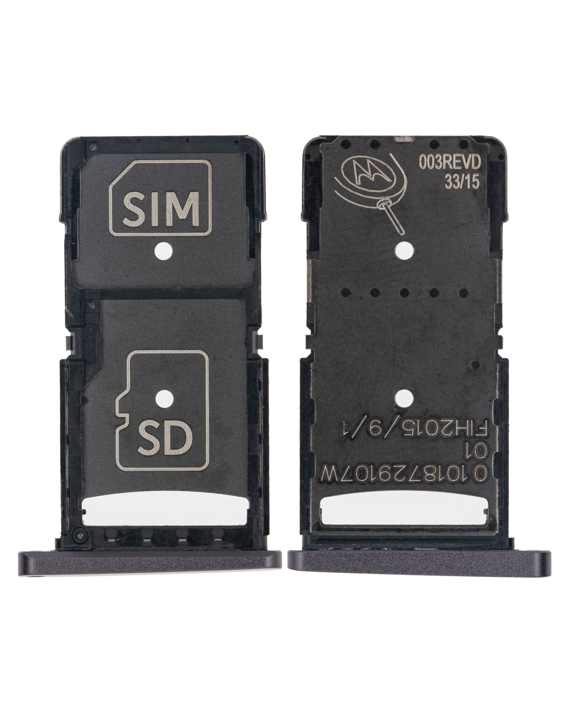 SIM Card Tray for Motorola Droid Turbo 2 (XT1585 / 2015) Black - Motorola repair part alternate view, SKU 107082030534, image 2