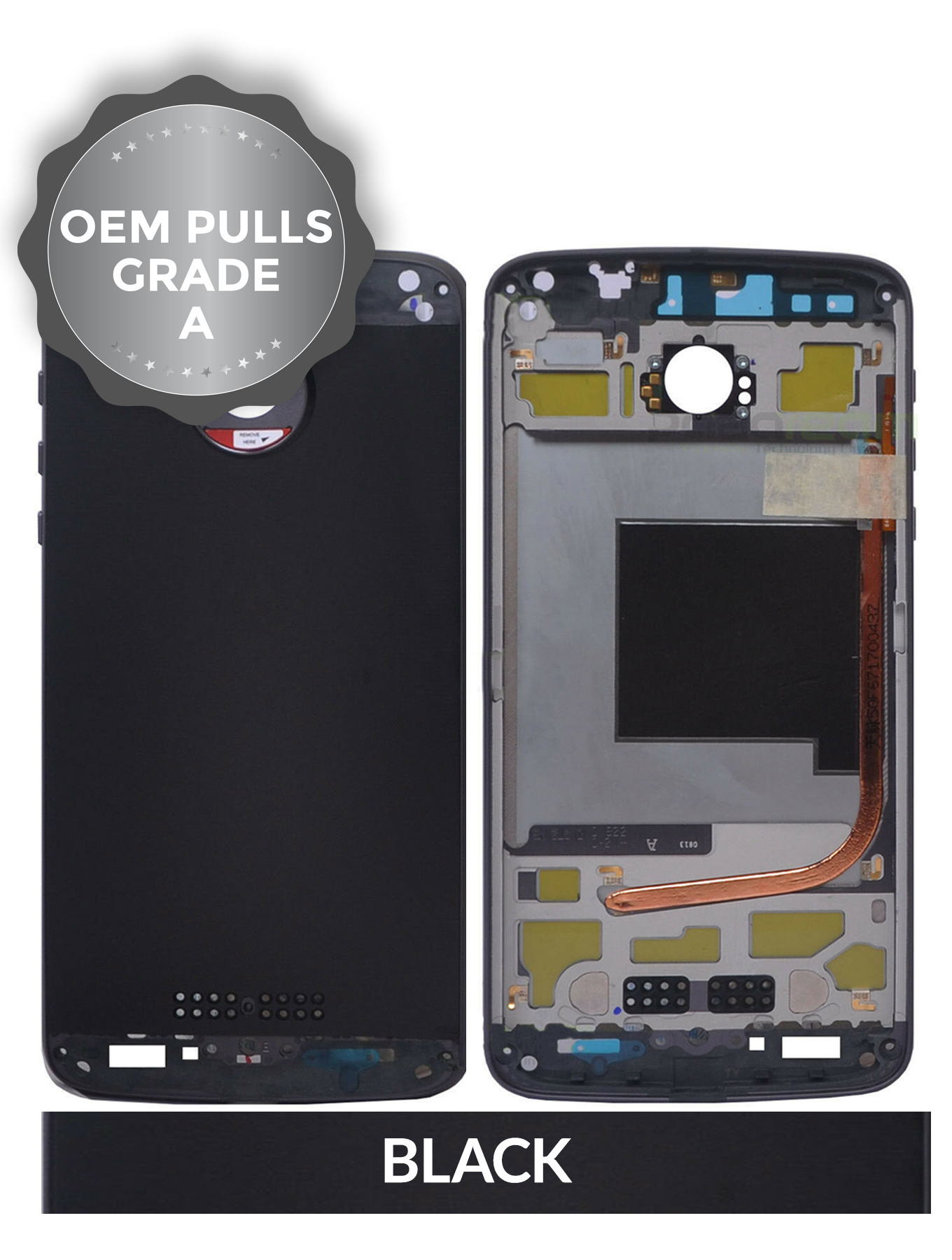 Mid Frame Housing For Motorola Moto Z Force Droid (XT1650-02 / 2016) (Used OEM Pull: Grade A) (Black) - Motorola replacement part, secondary detail view, SKU 107082031211